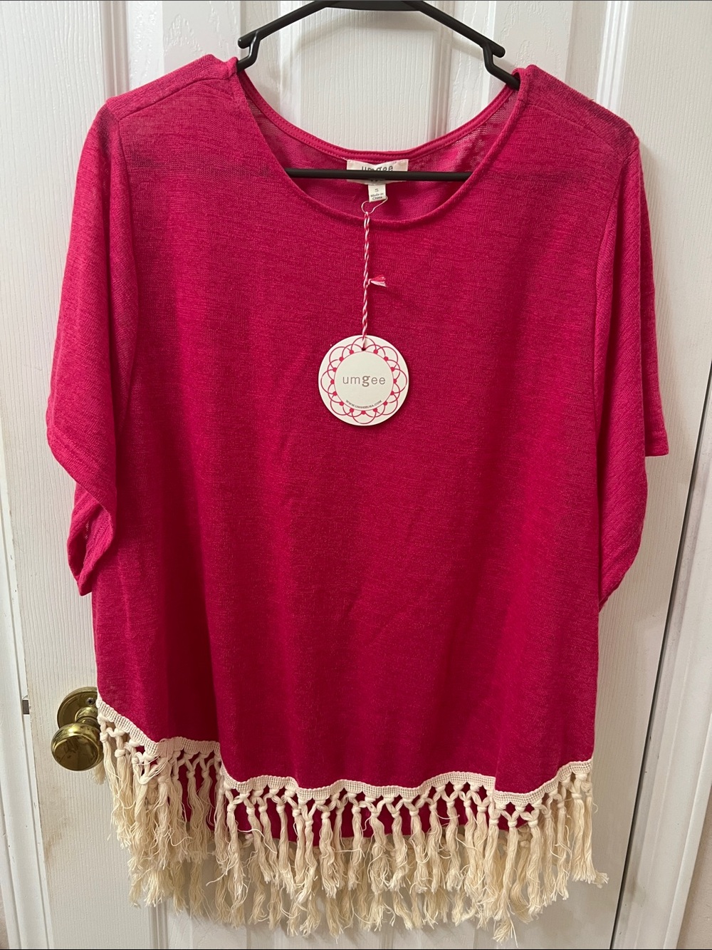 Umgee Fuchsia Fringe Hem Tunic